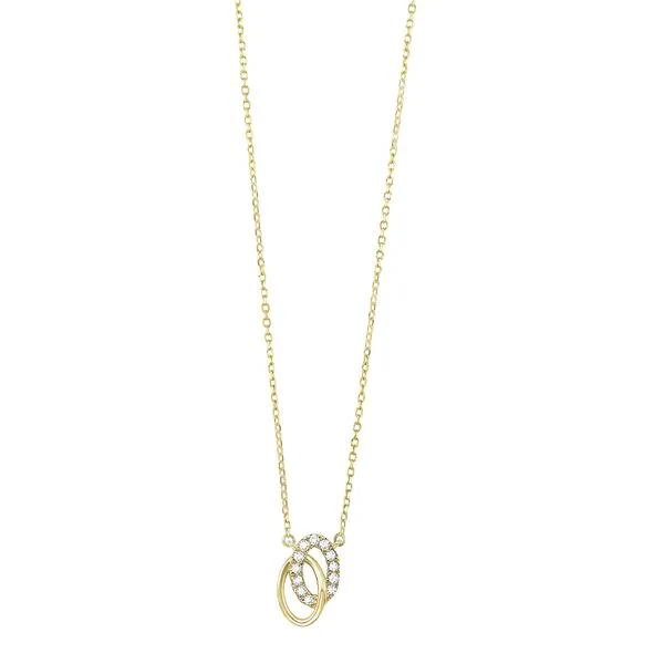 14 Karat Yellow Gold Double Oval Diamond Pendant and Chain J. Thomas Jewelers Rochester Hills, MI