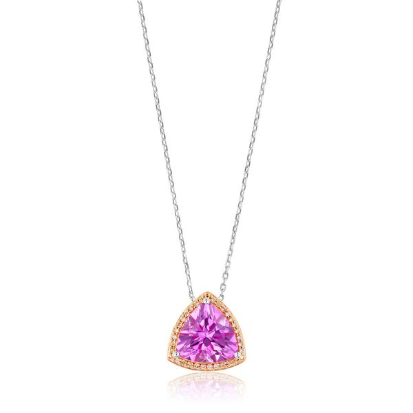 Created Pink Sapphire And Brown Diamond Pendant J. Thomas Jewelers Rochester Hills, MI