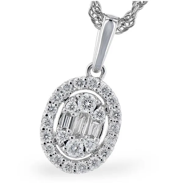 Halo Diamond Pendant With Baguettes J. Thomas Jewelers Rochester Hills, MI