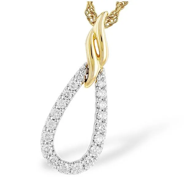 14K White and Yellow Gold Teardrop Diamond Pendant J. Thomas Jewelers Rochester Hills, MI