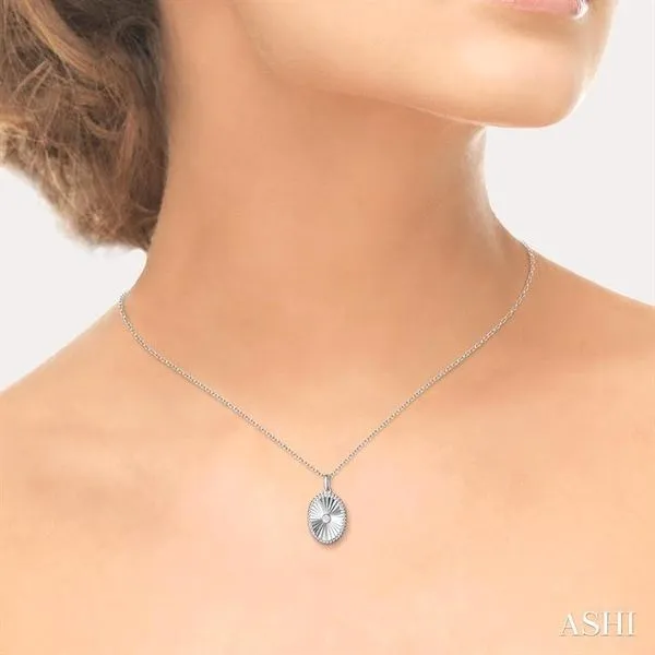 Fluted Oval Diamond Pendant Image 2 J. Thomas Jewelers Rochester Hills, MI