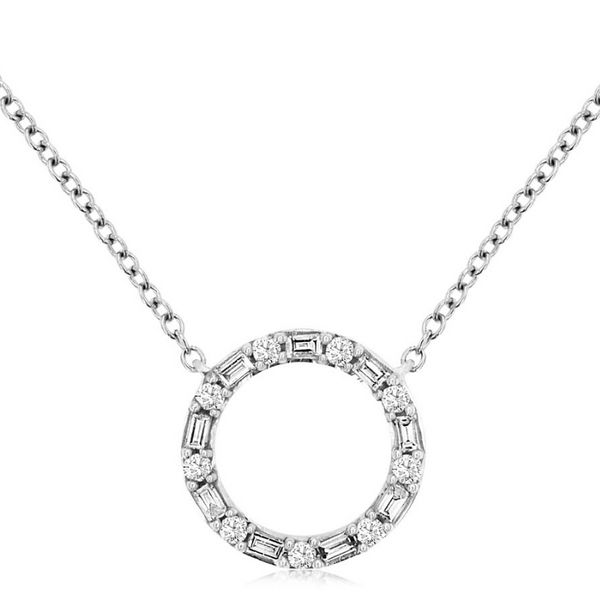 Baguette And Round Diamond Necklace J. Thomas Jewelers Rochester Hills, MI