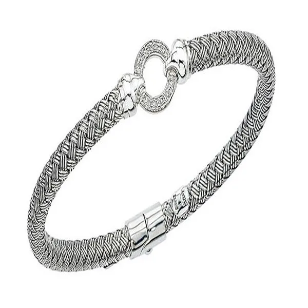 Basket Weave Bangle With Round Diamond Center J. Thomas Jewelers Rochester Hills, MI