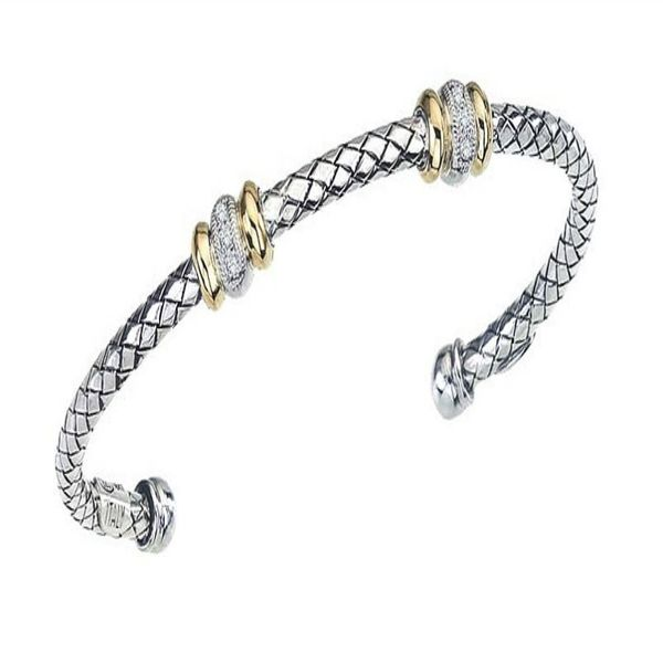 Traversa Basket Weave Cuff Bangle 18 Karat And Diamond J. Thomas Jewelers Rochester Hills, MI