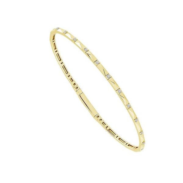 14 Karat Yellow Gold Flexible Diamond Bangle Bracelet J. Thomas Jewelers Rochester Hills, MI