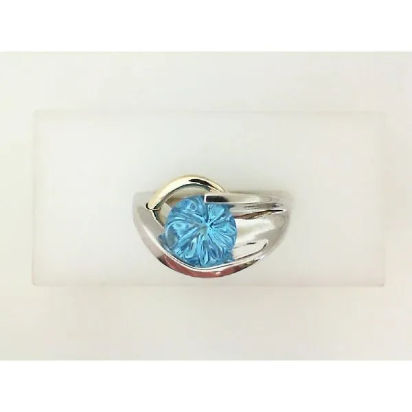 Custom White And Yellow Gold Blue Topaz Ring J. Thomas Jewelers Rochester Hills, MI