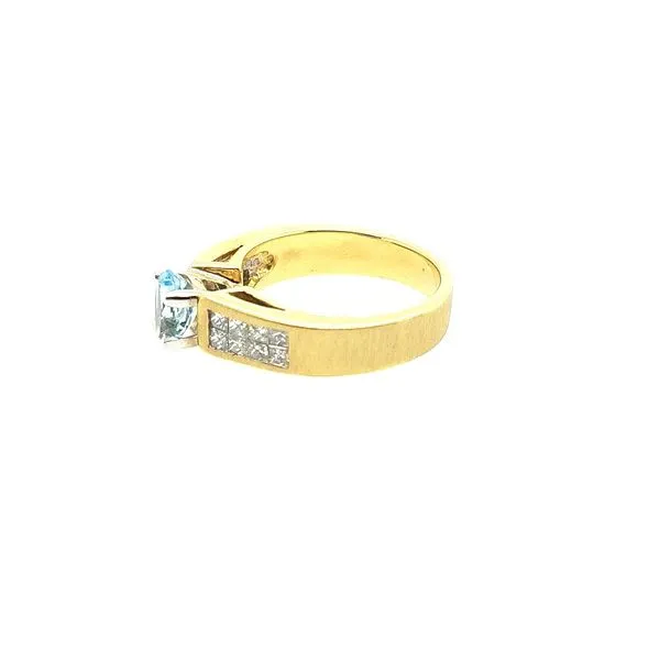 Gold Aquamarine and Diamond Ring Image 2 J. Thomas Jewelers Rochester Hills, MI