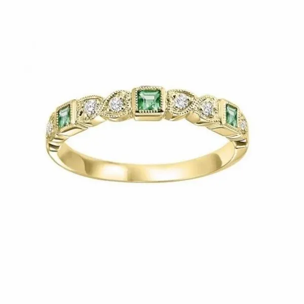 10 Karat Yellow Gold Diamond And Emerald Stackable Ring J. Thomas Jewelers Rochester Hills, MI