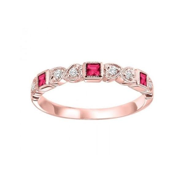 10 Karat Rose Gold Diamond And Ruby Stackable Ring J. Thomas Jewelers Rochester Hills, MI