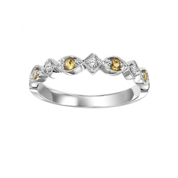 14 Karat White Gold Diamond And Citrine Stackable Ring J. Thomas Jewelers Rochester Hills, MI
