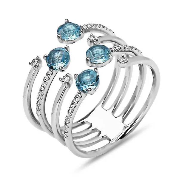 Contemporary Blue Topaz And Diamond Ring J. Thomas Jewelers Rochester Hills, MI