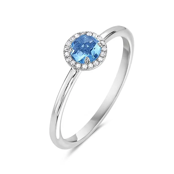 Blue Topaz Halo Ring J. Thomas Jewelers Rochester Hills, MI