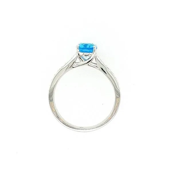 14 Karat White Gold Oval Blue Topaz Ring Image 2 J. Thomas Jewelers Rochester Hills, MI