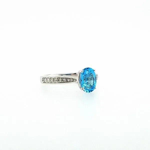 14 Karat White Gold Oval Blue Topaz Ring J. Thomas Jewelers Rochester Hills, MI