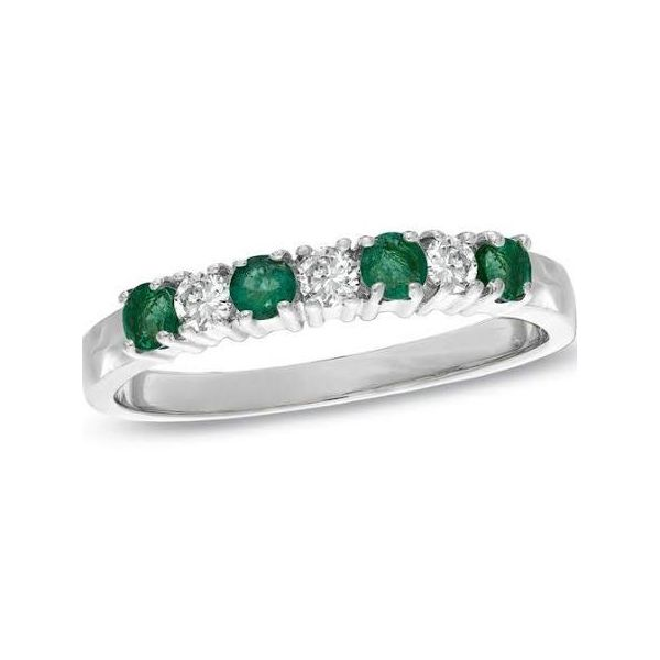 White Gold Emerald And Diamond Band J. Thomas Jewelers Rochester Hills, MI