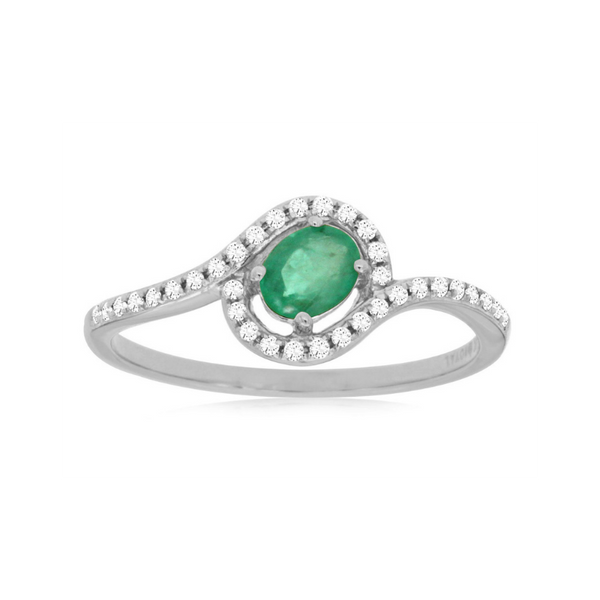 White Gold Oval Emerald Ring J. Thomas Jewelers Rochester Hills, MI