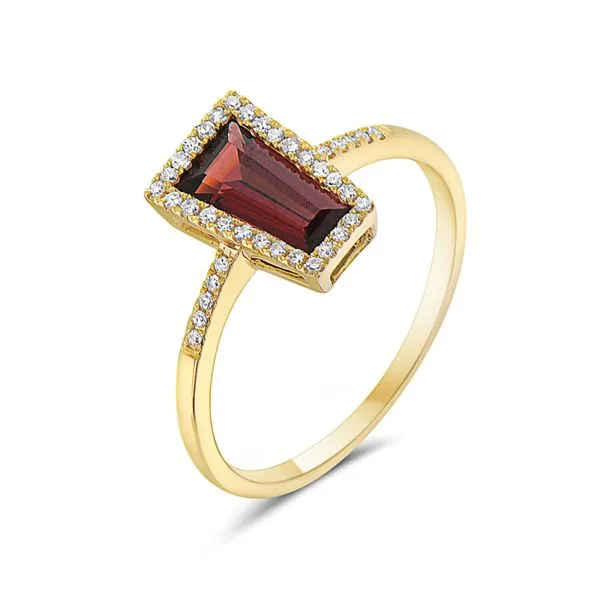 Yellow Gold Tapered Garnet Ring J. Thomas Jewelers Rochester Hills, MI