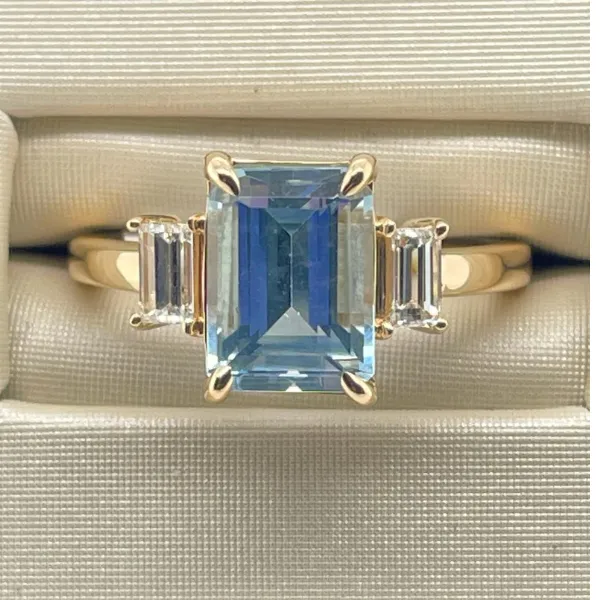 Emerald Aquamarine Diamond Ring J. Thomas Jewelers Rochester Hills, MI