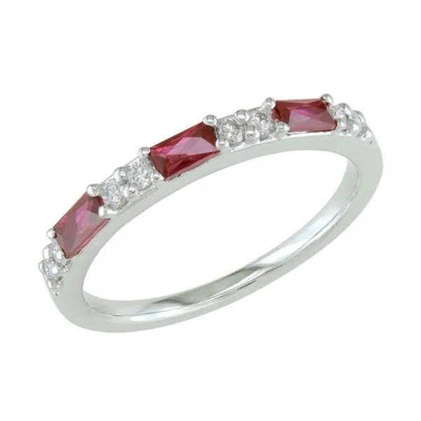 14K White Gold Ruby & Diamond Anniversary Band J. Thomas Jewelers Rochester Hills, MI