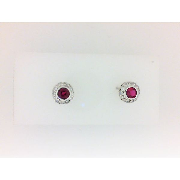 Ruby and Diamond Halo Earrings J. Thomas Jewelers Rochester Hills, MI