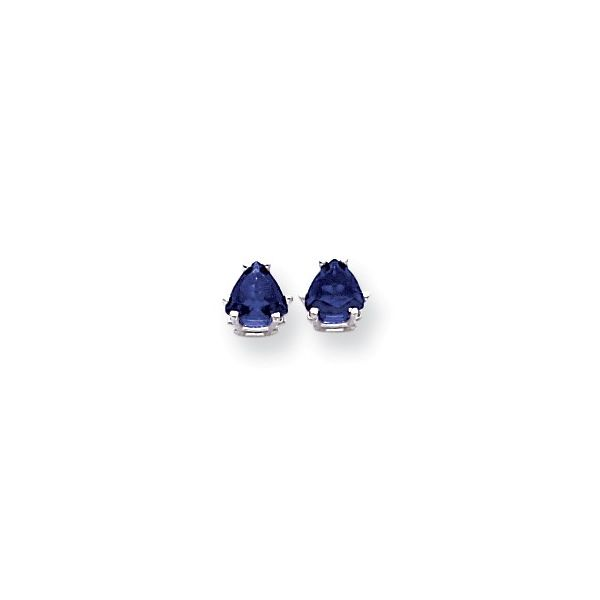 Trillian Cut Blue Sapphire Stud Earrings J. Thomas Jewelers Rochester Hills, MI