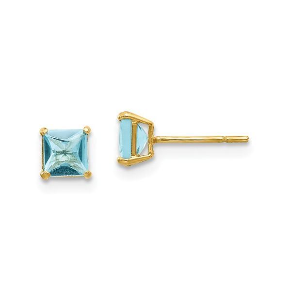 Princess Cut Blue Topaz Stud Earrings J. Thomas Jewelers Rochester Hills, MI