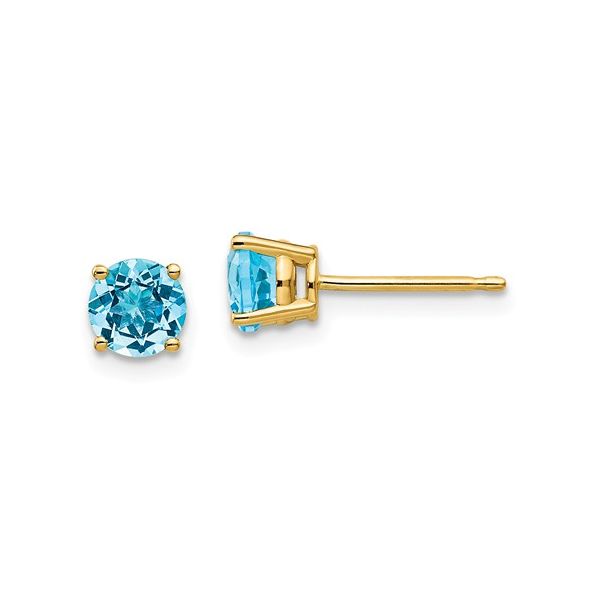 Round Cut Blue Topaz Earrings J. Thomas Jewelers Rochester Hills, MI