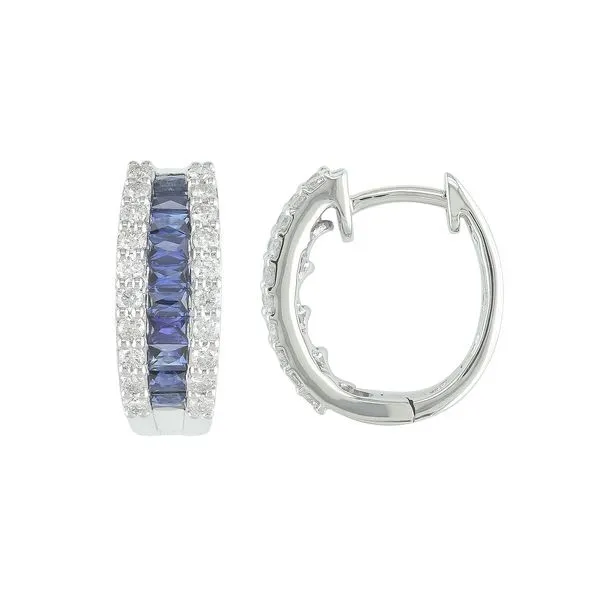 Sapphire Diamond Hoops Image 2 J. Thomas Jewelers Rochester Hills, MI