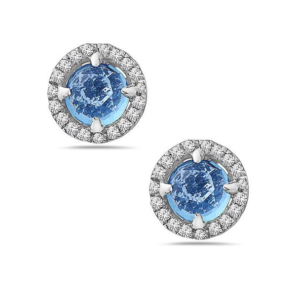 Blue Topaz Halo Diamond Earrings J. Thomas Jewelers Rochester Hills, MI