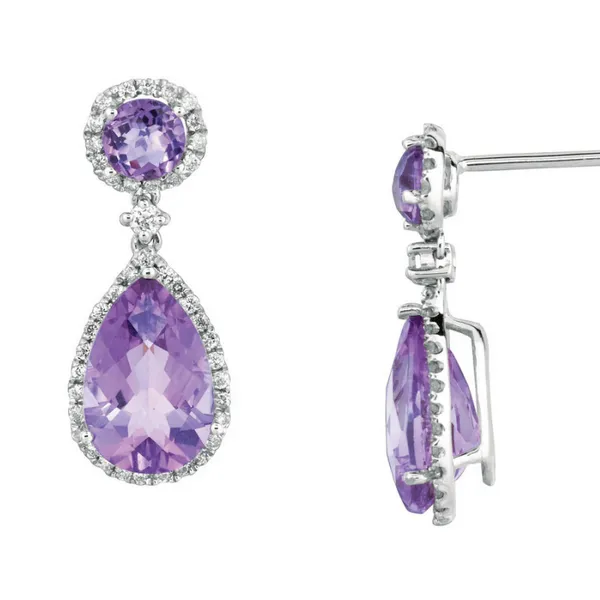 Checkerboard Amethyst And Diamond Earrings J. Thomas Jewelers Rochester Hills, MI