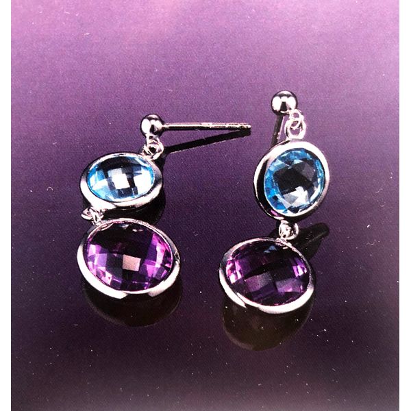 Sky Blue Topaz And Amythest Earrings J. Thomas Jewelers Rochester Hills, MI