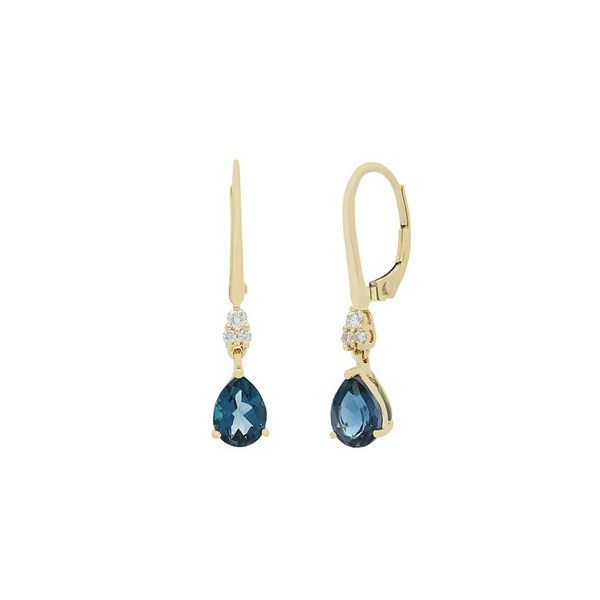 Teardrop London Blue Topaz and Diamond Earrings J. Thomas Jewelers Rochester Hills, MI