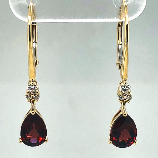 Teardrop Garnet And Diamond Earrings J. Thomas Jewelers Rochester Hills, MI