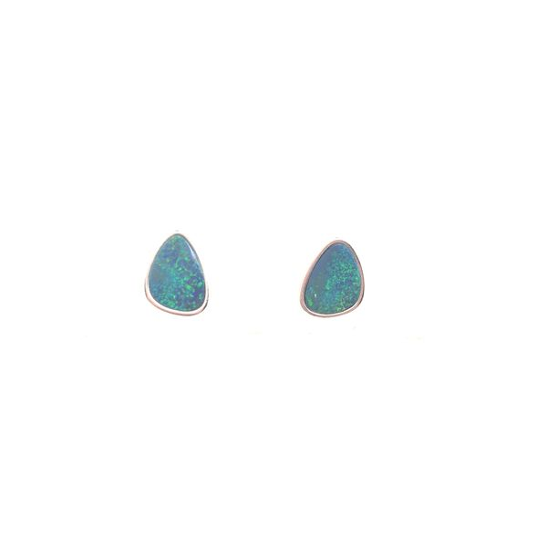 Australian Opal Doublet Earrings Bezel Set J. Thomas Jewelers Rochester Hills, MI