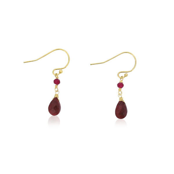 Gold-Filled Ruby Briolette Dangle Earrings J. Thomas Jewelers Rochester Hills, MI