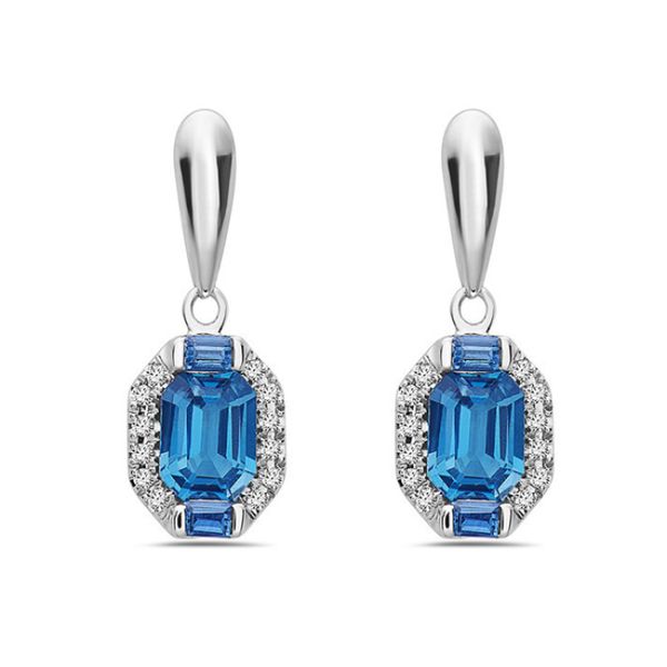 Emerald Cut London Blue Topaz Earrings J. Thomas Jewelers Rochester Hills, MI