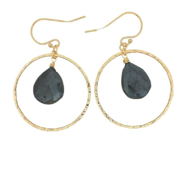 Gold-Filled Hematite Hoop Earrings J. Thomas Jewelers Rochester Hills, MI