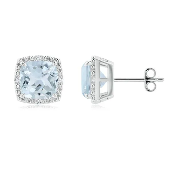 Cushion Aquamarine Earrings J. Thomas Jewelers Rochester Hills, MI