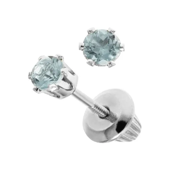Blue Zircon Children's Studs J. Thomas Jewelers Rochester Hills, MI