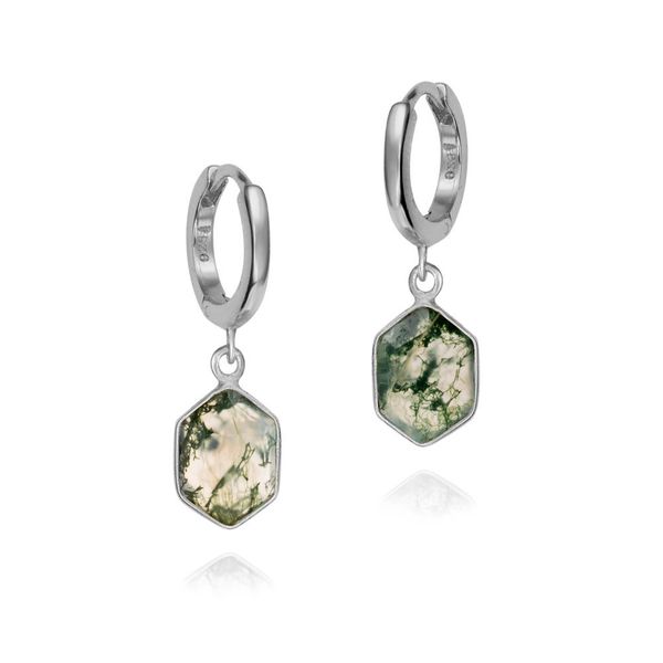 Geo Sterling Silver Hoop Moss Agate J. Thomas Jewelers Rochester Hills, MI