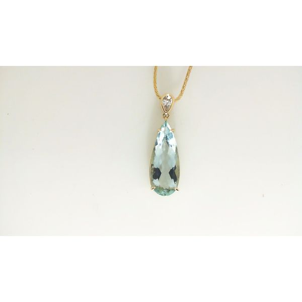 Custom Teardrop Aquamarine Pendant J. Thomas Jewelers Rochester Hills, MI