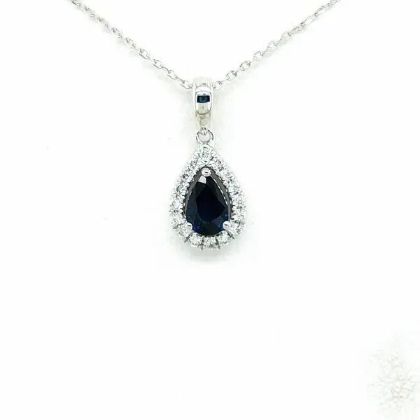 Sapphire Halo Diamond Pendant J. Thomas Jewelers Rochester Hills, MI