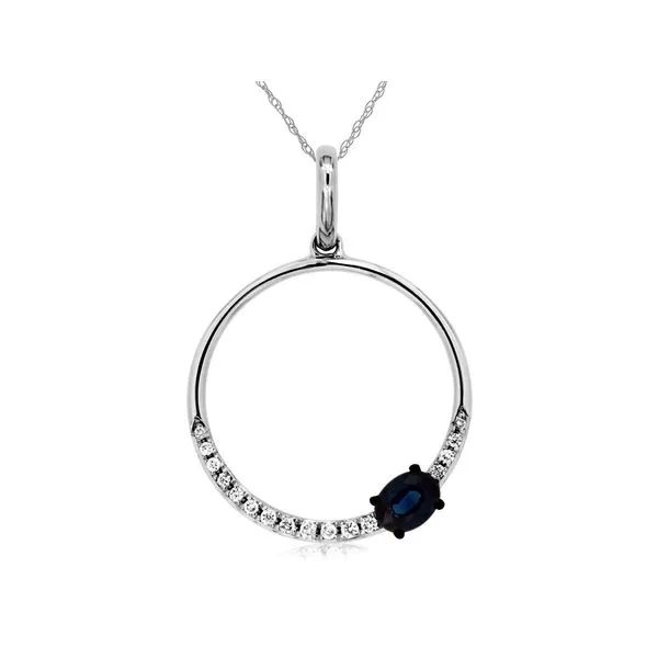 Diamond and Sapphire Open Circle Pendant J. Thomas Jewelers Rochester Hills, MI