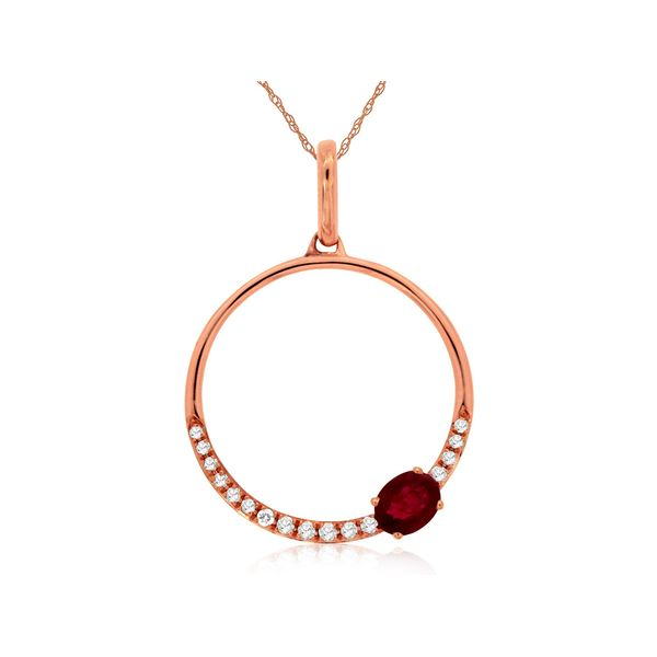 Diamond and Ruby Open Circle Pendant J. Thomas Jewelers Rochester Hills, MI