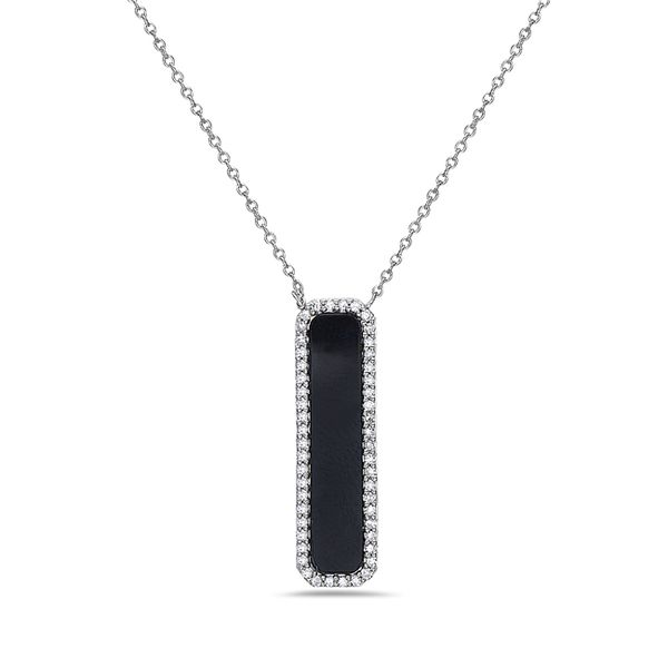 Rectangle Onyx And Diamond Pendant J. Thomas Jewelers Rochester Hills, MI