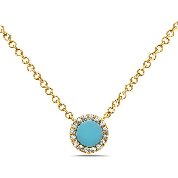 Turquoise Diamond Halo Pendant J. Thomas Jewelers Rochester Hills, MI