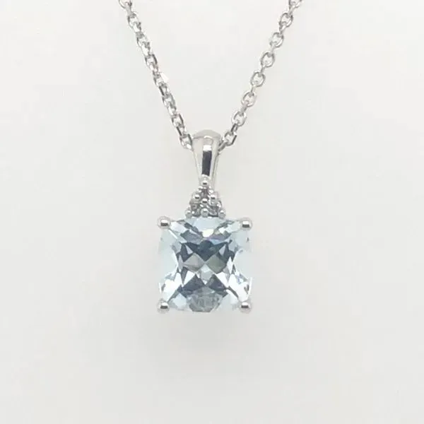 Checkerboard Aquamarine Diamond Pendant J. Thomas Jewelers Rochester Hills, MI