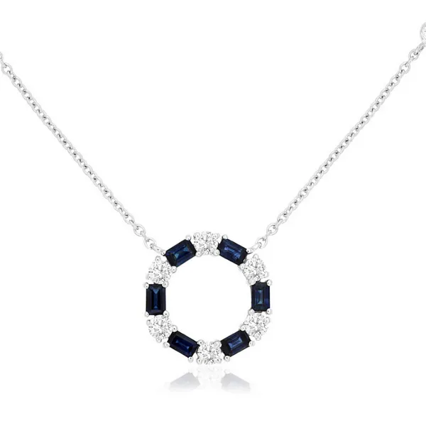 Baguette Sapphire Diamond Pendant J. Thomas Jewelers Rochester Hills, MI