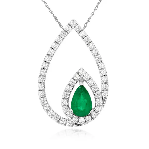 0.38 Carat Pear Shape Emerald Pendant J. Thomas Jewelers Rochester Hills, MI