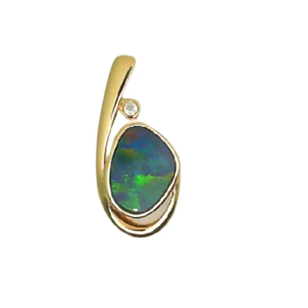 Yellow Gold Opal Doublet J. Thomas Jewelers Rochester Hills, MI